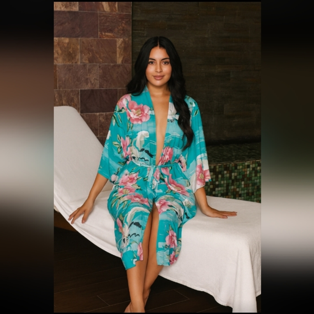 Tropical Print Cover Up  Robe‎